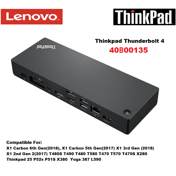 Lenovo ThinkPad Docking Station Thunderbolt 3 Type C USB 40B00135CN for X1 Carbon T480 X380 Original