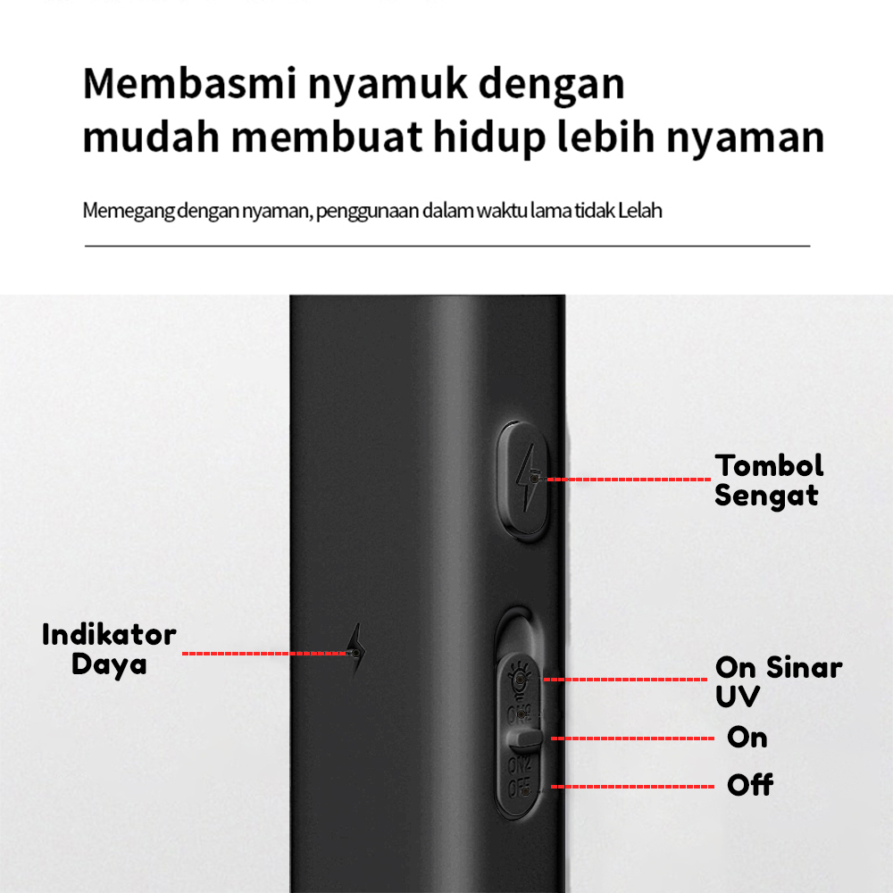 Raket Nyamuk Listrik 2in1 Multifungsi Pembunuh Nyamuk Elektrik Mosquito Killer Bisa Digantung GOSHOP88