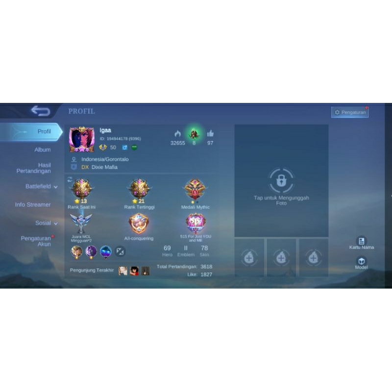 AkunMobileLegends1Akun2Karakter