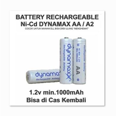 Battery Dynamax AA Baterai Rechargeable A2 1.2V Bisa Charge Ulang Batu Battery Cas Ni-Cd Batere batre Ni-MH [MF]