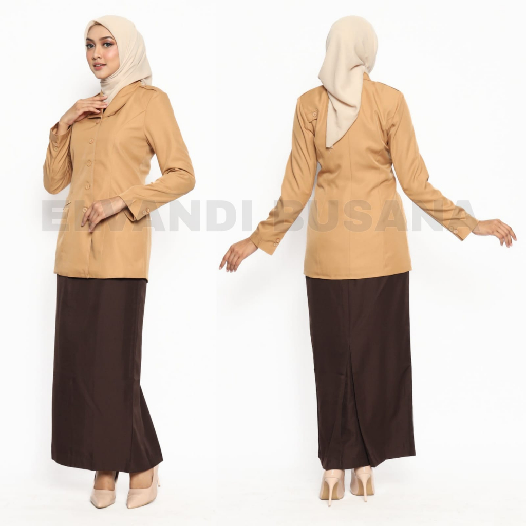 SETELAN JAS WANITA / SERAGAM KERJA BLAZER WANITA / SERAGAM GURU / SERAGAM PRAMUKA - 7012 COKELAT PRAMUKA