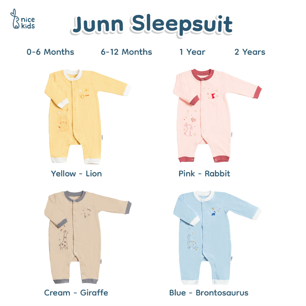 Nice Kids - Junn Sleepsuit (Piyama Pakaian Tidur Jumper Anak 0-6 Bulan - 2 Tahun)