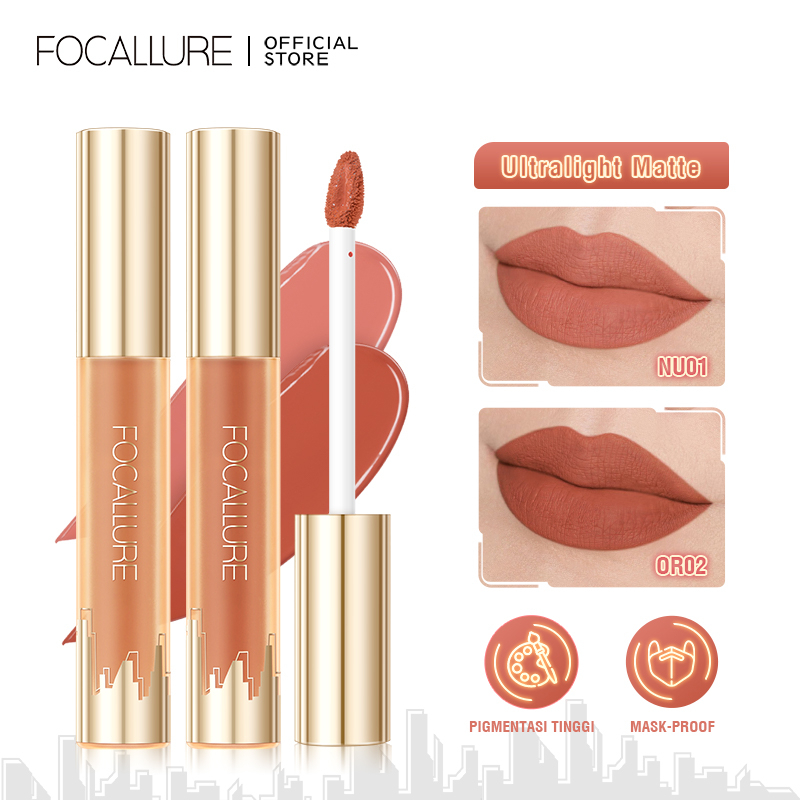 FOCALLURE ModernUrban Long Lasting Matte Liquid Lipstick Waterproof Lip Tint High Pigment Ultralight Lip Gloss