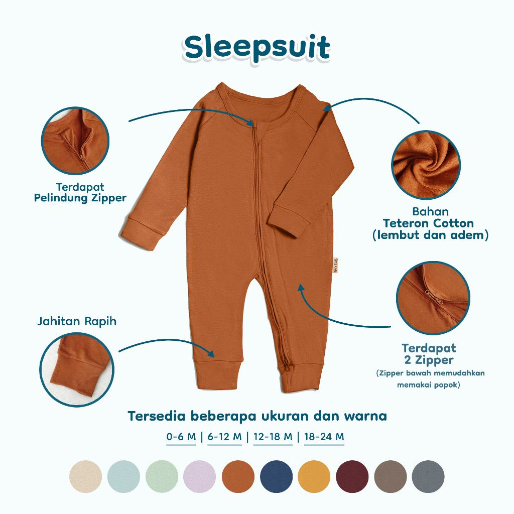 Nicekids - Sleepsuit Zipper Bayi / Sleepsuit anak