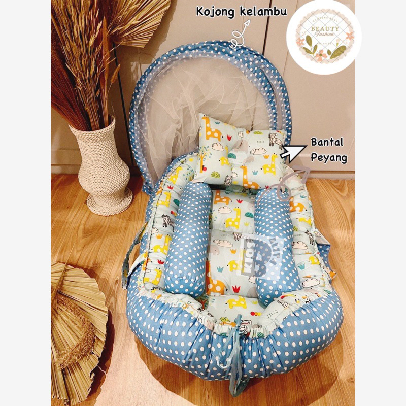 Kasur Nest, Sofa Bayi Multifungsi dengan Gesper Pengaman Free Bantal Peyang  ready