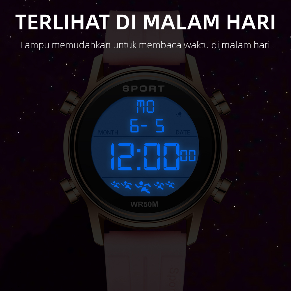 SUNLIFEX Jam Tangan Wanta Digital Strap rubber Multifungsi Anti Air Jam Tangan Cewek