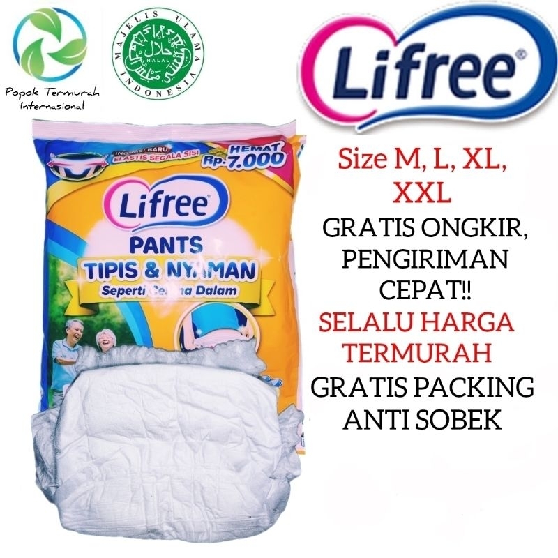 Lifree Pants Popok Celana Dewasa Satuan Sachet Renceng Ukuran M, L, XL, XXL Termurah