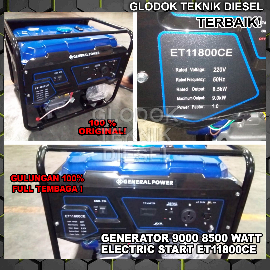 TERMURAH General Generator Genset 9000 8500 W ET 11800 CE Watt Electric Start ET11800CE ORIGINAL