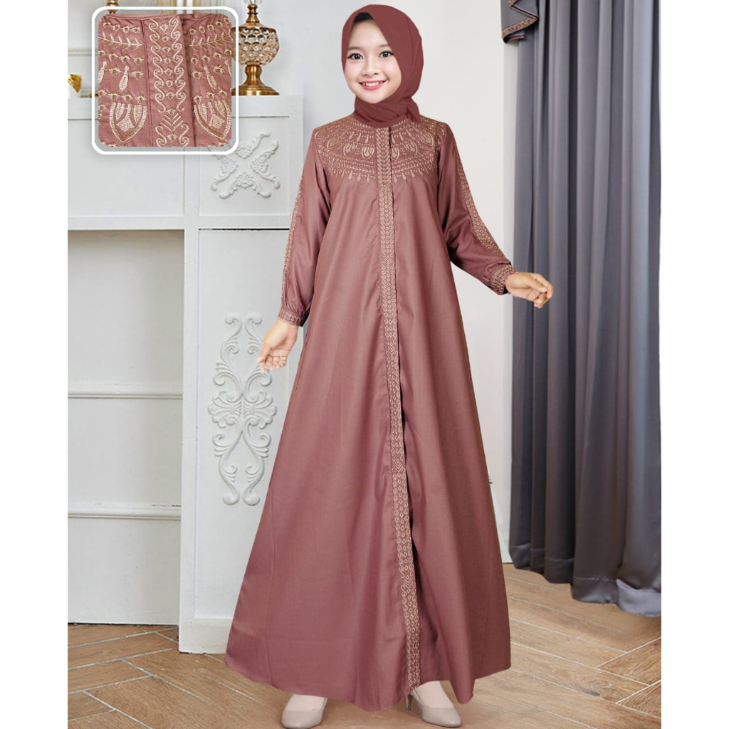 Gamis Anak Bahan Katun Toyobo Bordir | Gamis Bordir Anak Terbaru |Gamis Toyobo Anak