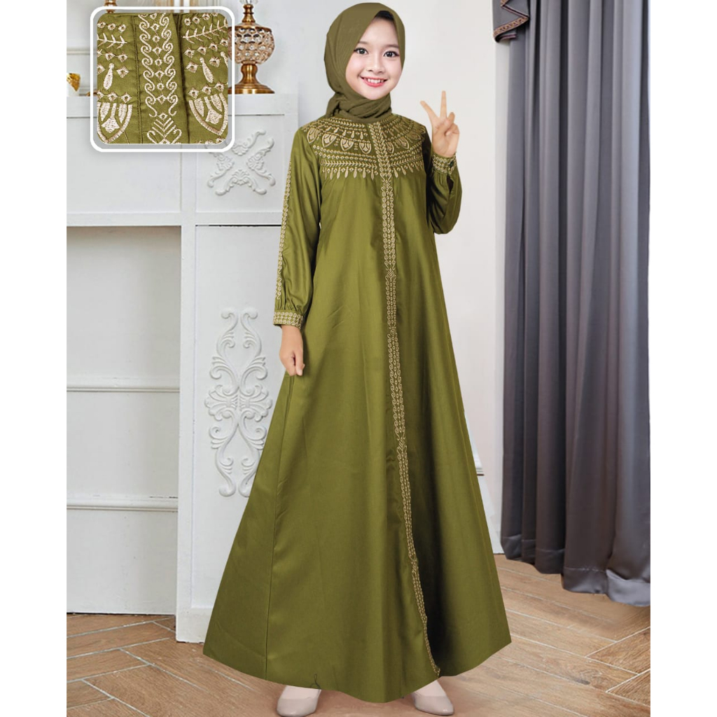 Gamis Anak Bahan Katun Toyobo Bordir | Gamis Bordir Anak Terbaru |Gamis Toyobo Anak