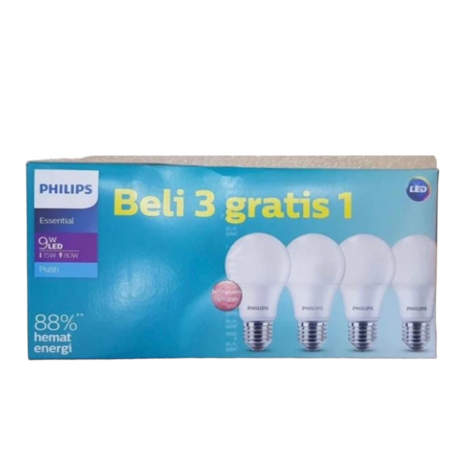 PHILIPS LED PACK / PAKET ESSENTIAL 9 WATT PUTIH MULTIPACK