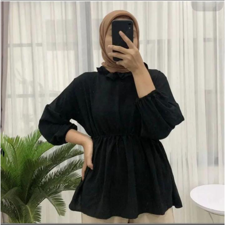 MIWA BLOUSE KERUT PINGGANG ATASAN WANITA KEMEJA PEPLUM CRINCLE AIRFLOW PREMIUM (MGA)