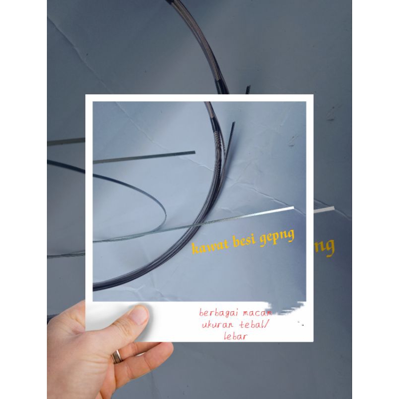 kawat gepeng baja plat/besi gepeng ukuran 0,8mmtebal/2mmlebar Panjang 5meter bahan per gepeng pcp mi