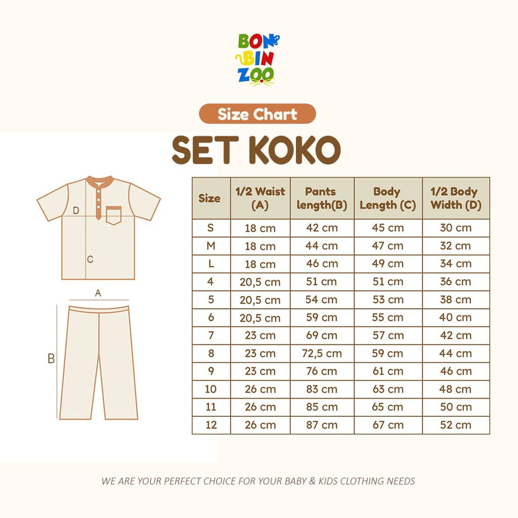 Bonbinzoo Baju Bayi Koko Anak 1-7 Tahun SML Baju Hari Raya Setelan Koko Anak Arevyonlineshop