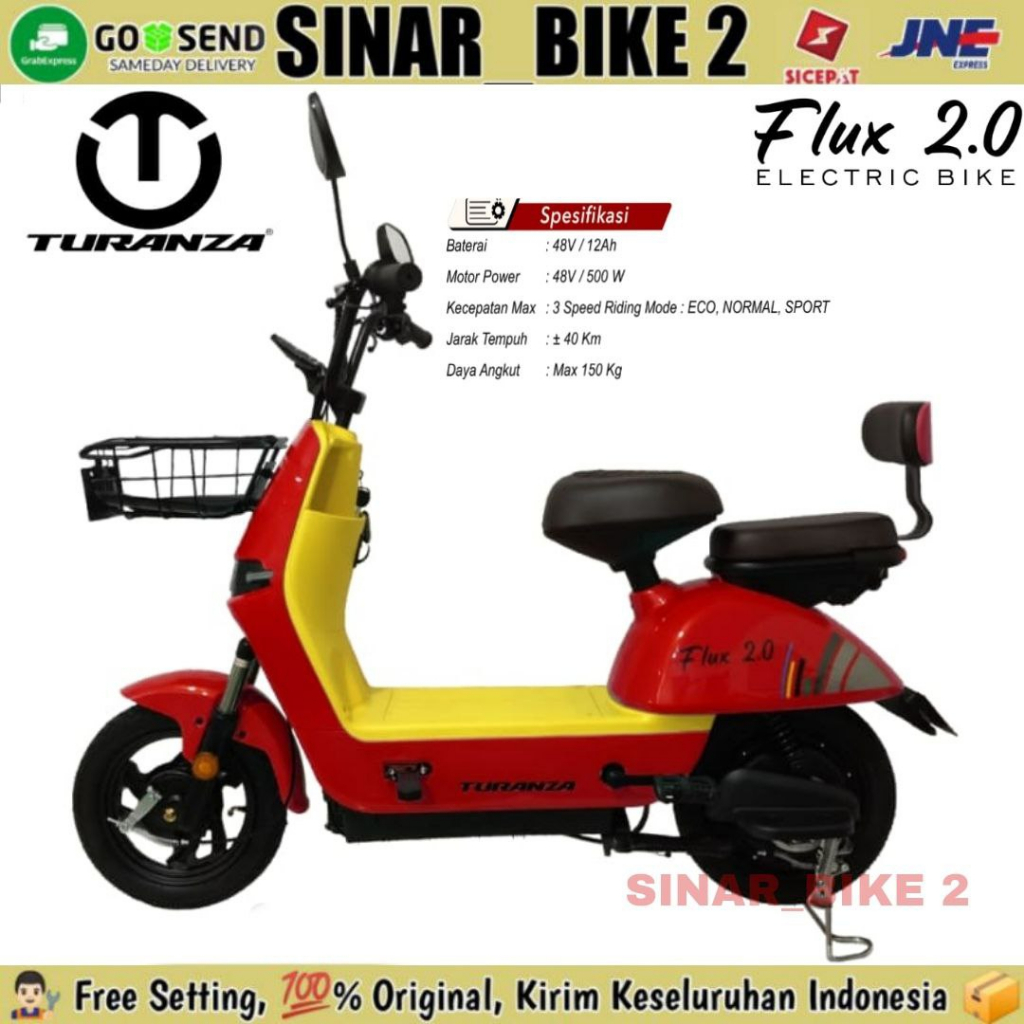 Sepeda Listrik TURANZA FLUX 2.0 PACIFIC 500 Watt Electric E Bike