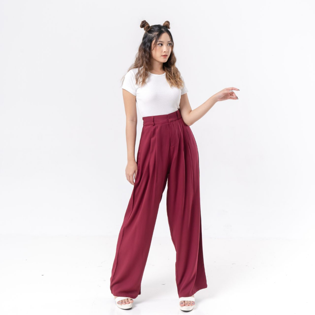 AIJO - Reva Twill Cullote - Celana Panjang Loose Pants Kekinian