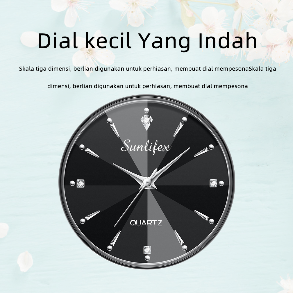 SUNLIFEX Jam Tangan Wanta Anti Air Korea Mode Round Dial Jam Tangan Wanita  Kecil Tali Stainless Steel Kuarsa Jam Tangan Anak Perempuan