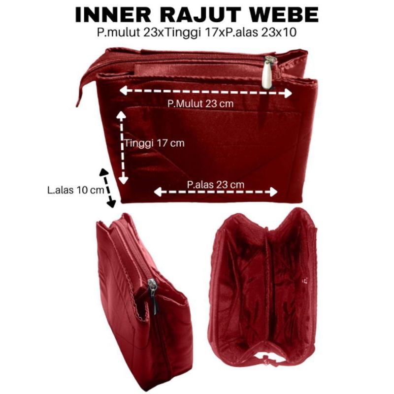 Iner tas webe/Furing tas rajut ( P.mulut 23xTinggi 17xP.alas 23*10)