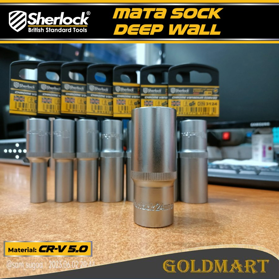 Mata Kunci Shock Impact Panjang 1/2 Drive 6 PT/ Deep Wall Mata Sok Socket Bits Sherlock