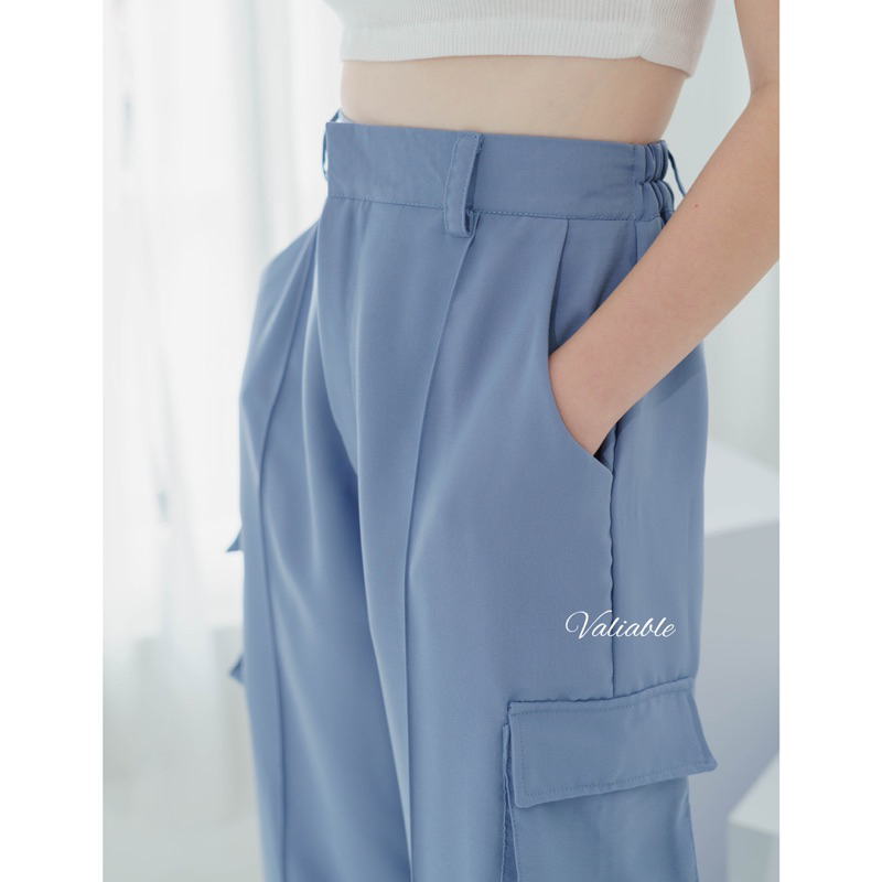 (M-XXL) Loona Cargo Highwaist Pants Polyester Valiable