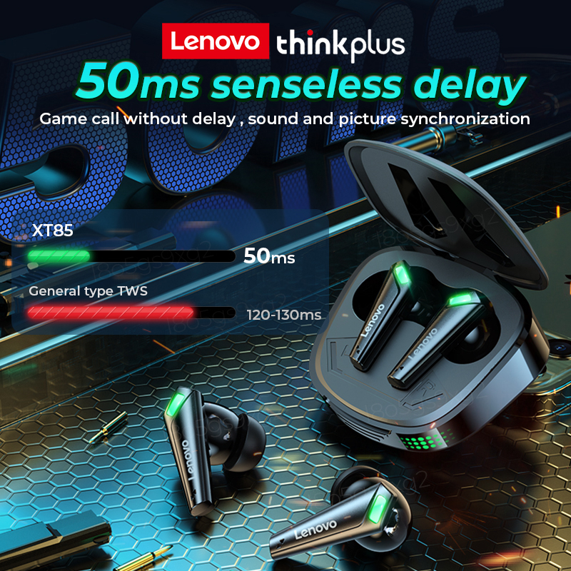 Lenovo Thinkplus XT85II TWS Wireless Bluetooth Gaming Earphone With Mic No Delay Noise Reduction Headset
