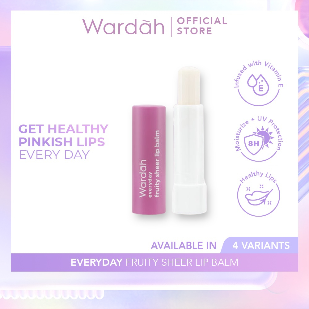 ARJUNA Wardah Everyday Fruity Sheer Lip Balm - Pelembab Bibir Sehat Merona dengan Vitamin E - Mengandung UV Protection