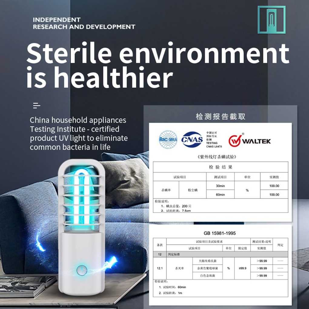 Lampu UV Sterilizer Disinfektan 270nm 800mAh 2.5W 5V Lampu Sinar Bunuh Kuman Efektif Alat Steril Udara Berkualitas