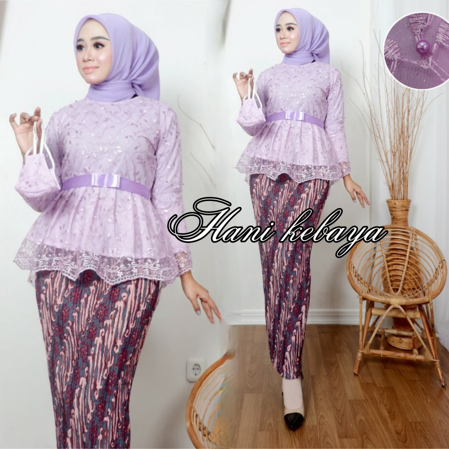 SETELAN KEBAYA MODERN KEBAYA WISUDA ROK PRISKET BATIK - Lilac, Atasan M
