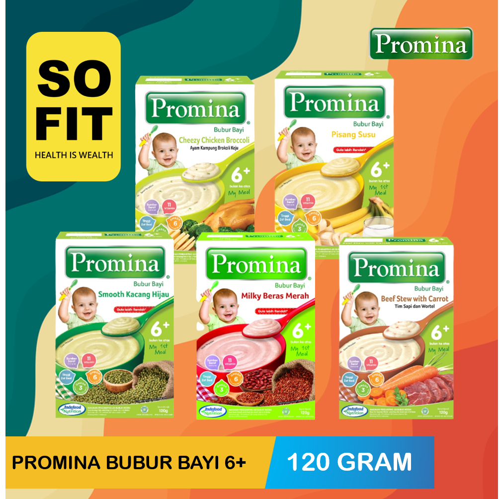 Promina Bubur Bayi 6+ 120gr / Bubur Tim Bayi / MPASI Bayi / Makanan Bayi / Snack Bayi / Cemilan Bayi