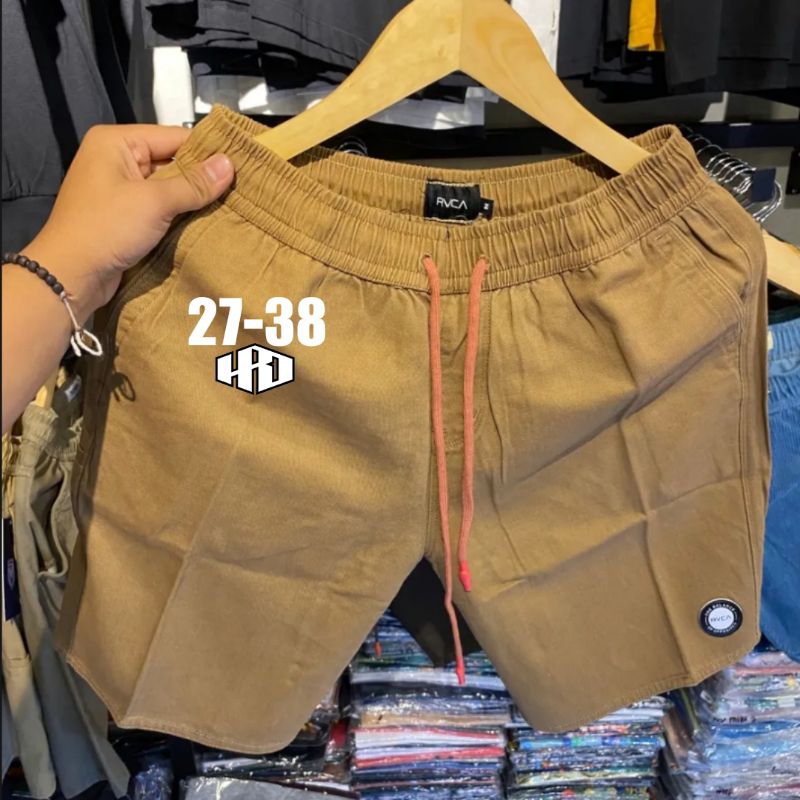 [BISA COD] Celana Pendek Pria Cowok Dewasa Kasual Short pants Boardshort Premium Santai Size 27-38 Chino Rip Karet Pinggang Kolor Chinos Katun Tebal 5 warna