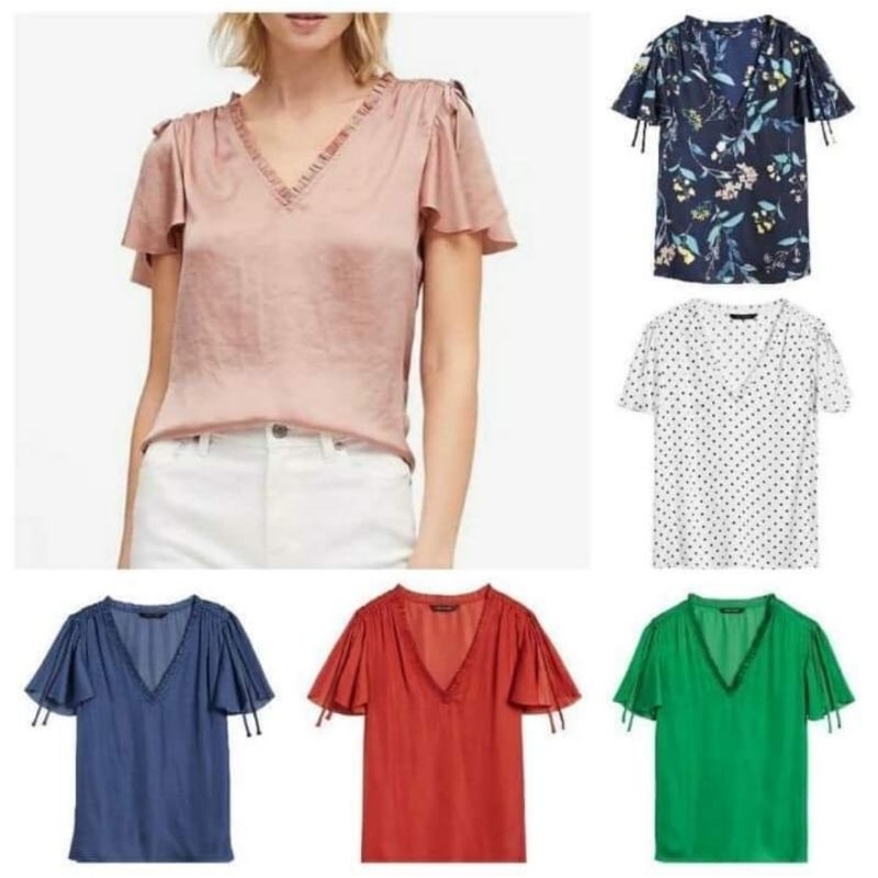 BR Ruched Shoulder Flutter Blouse