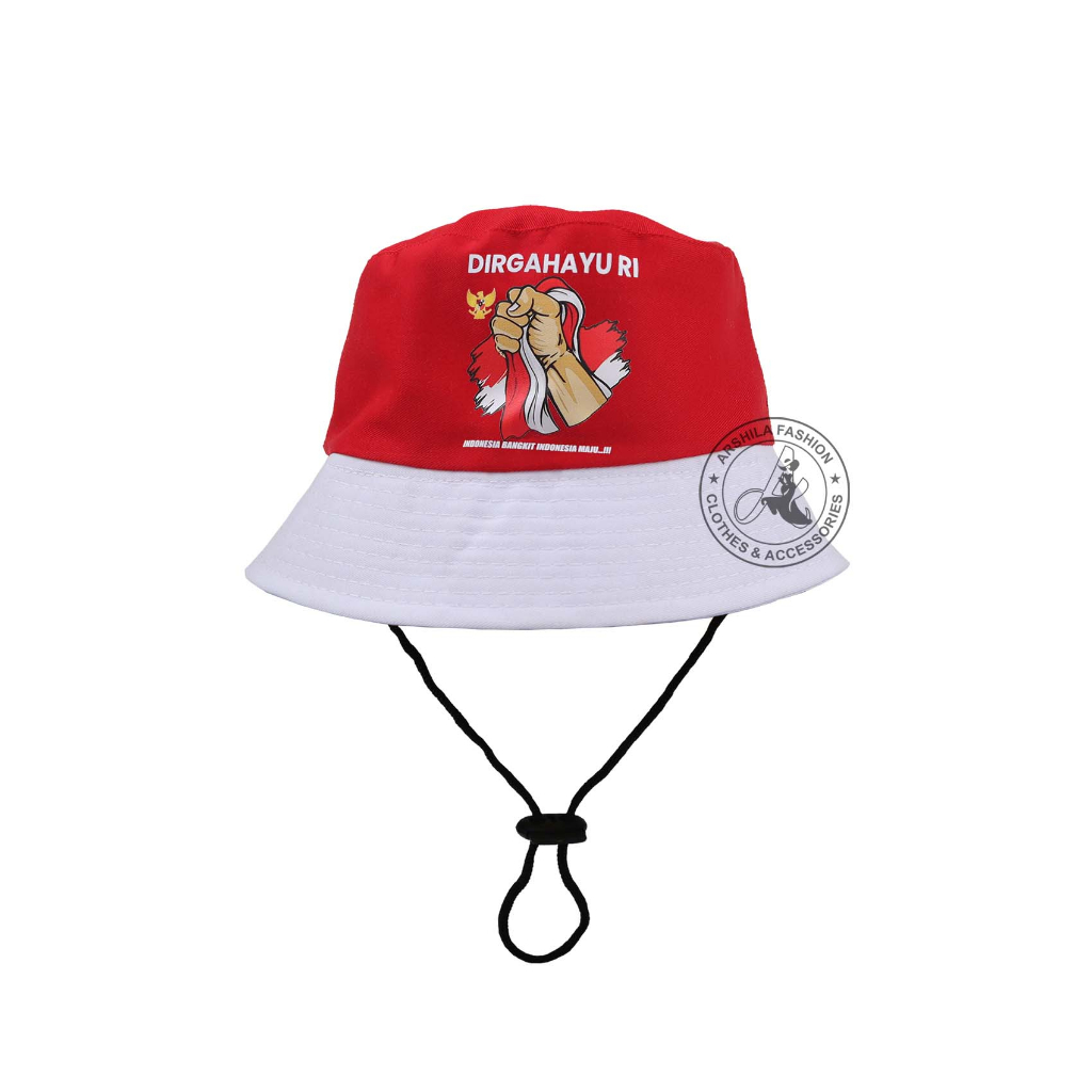 Topi bucket Anak Laki Laki Perempuan sablon Indonesia HUT RI