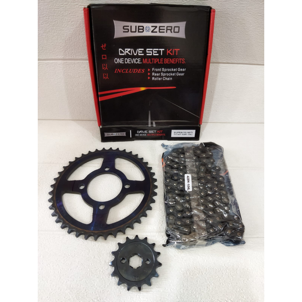 SubZero Gear Paket Gear Set Lengkap Supra Old X Fit XX Grand Legenda 428H 15T 40T 104L Depan Belakan