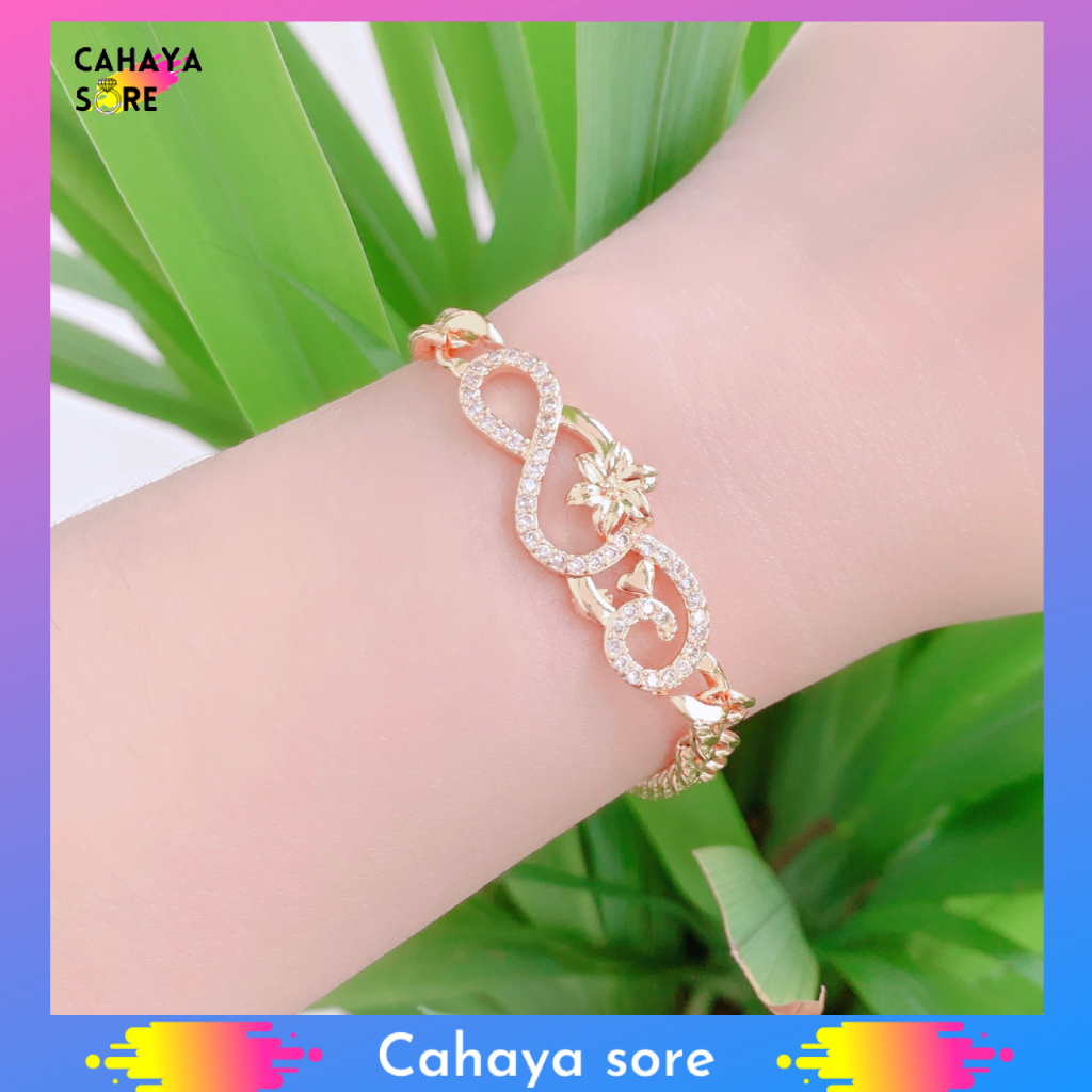 Gelang Xuping Gold Gelang Tangan Dewasa Rantai Permata Meow G23