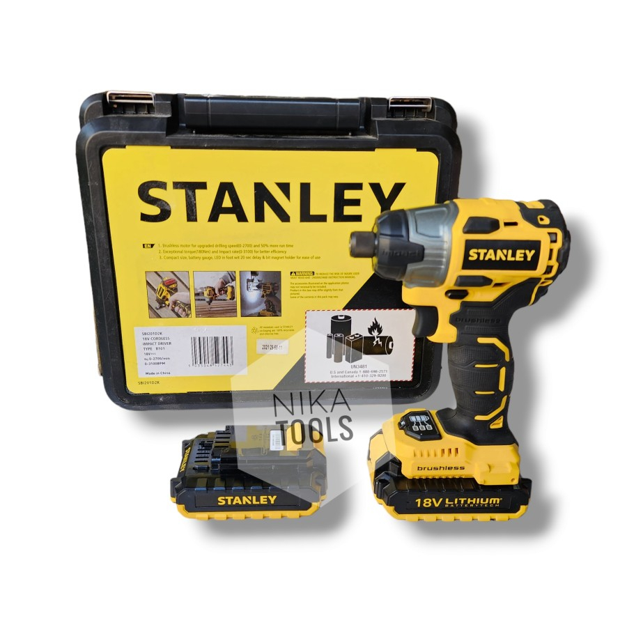 Brushless Impact Driver Obeng Electrik 18V STANLEY SBI201D2K