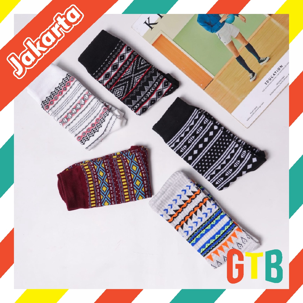❤️GTB❤️ Kaos Kaki Motif Pattern Tribal KK109