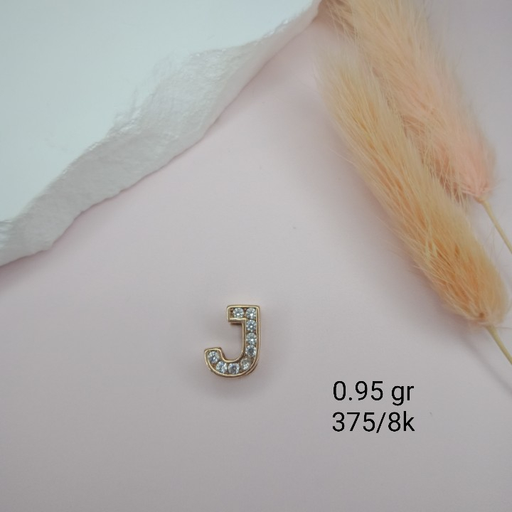 Liontin slobong model huruf J mata ac 6560 - 0.95 kuning 375/8k