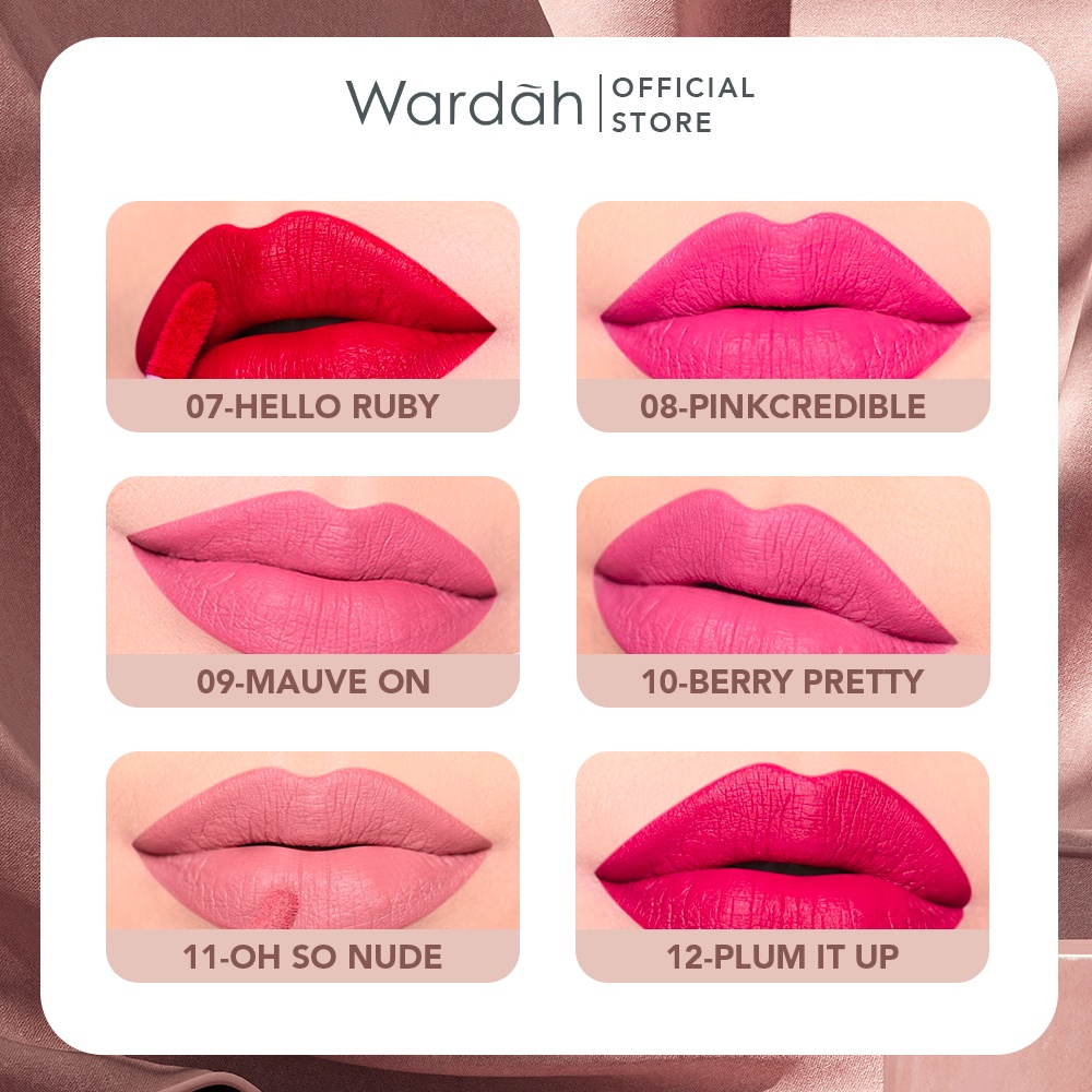 ARJUNA Wardah Matte Lip Cream - Lushlip Liquid Lip Cream - Warna Intense dan Tahan Lama - Matte Finish