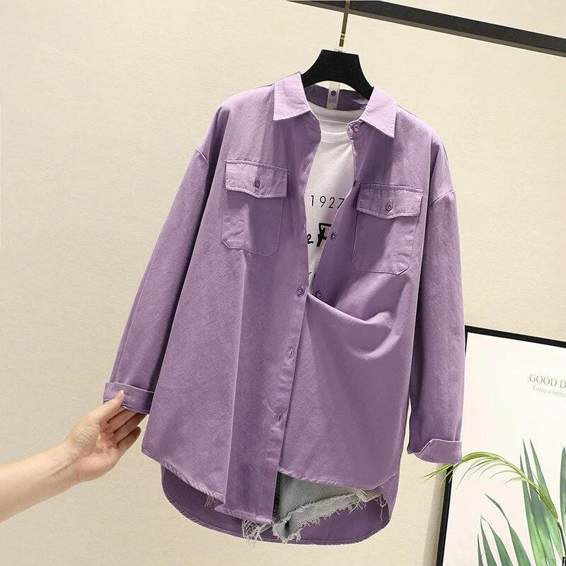 LUCY TOP KEMEJA WANITA TANGAN PANJANG POLOS BAHAN KATUN POPLIN