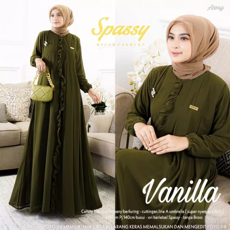 Gamis Terbaru Vanilla Dress Baju Kondangan Wanita Gaun Pesta Muslimah Gamis Polos Bahan Ceruty Babydoll Full Furing