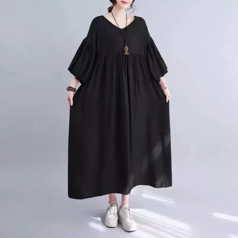 Midi Terbaru Deyra Midi Dress Wanita Jumbo Ld120 CM Bahan Crinkle Airflow Premium Midi Dress Muslim Korean Style