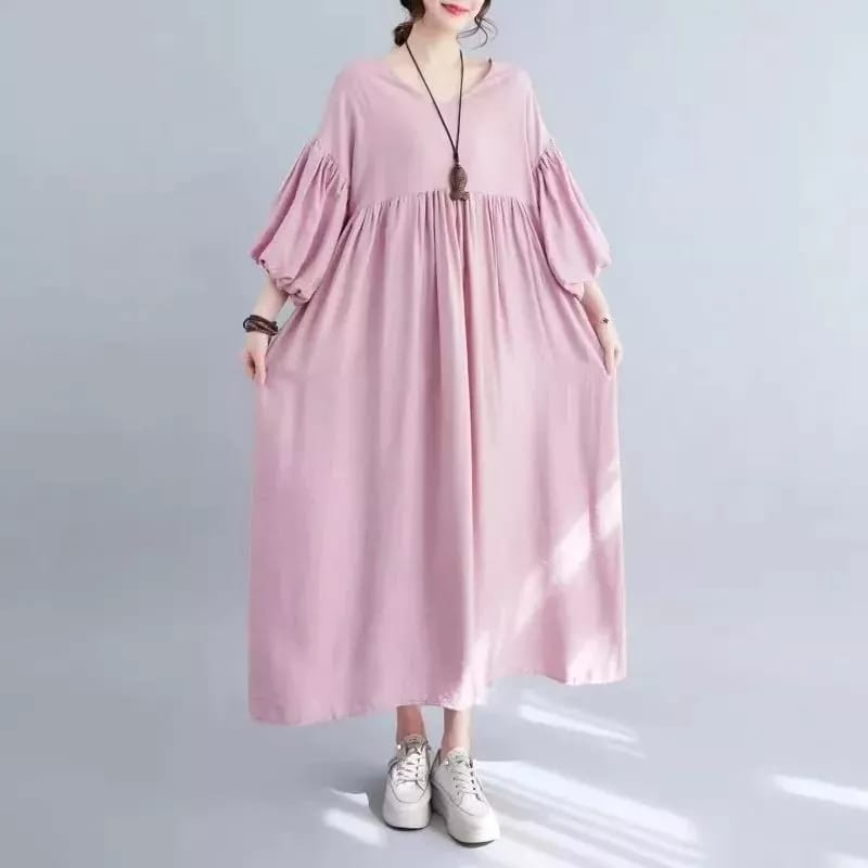 Midi Terbaru Deyra Midi Dress Wanita Jumbo Ld120 CM Bahan Crinkle Airflow Premium Midi Dress Muslim Korean Style