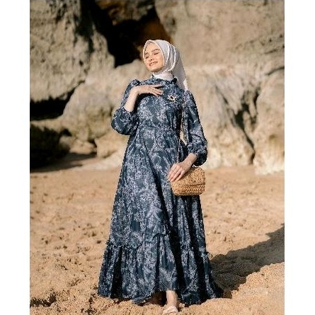 Ruby Dress Shallow Blue Wearing Klamby