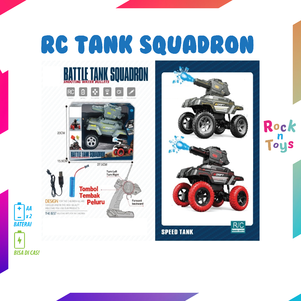 MAINAN MOBIL REMOTE CONTROL MOBIL TANK SQUADRON BUBBLE CAS