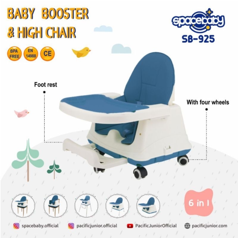 High chair spacebaby SB 925 6in1 Multifunction/kursi makan bayi