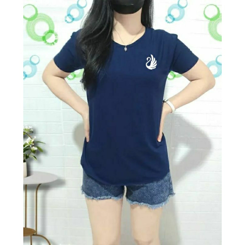 Kaos Oblong wanita logo Swan angsa cute