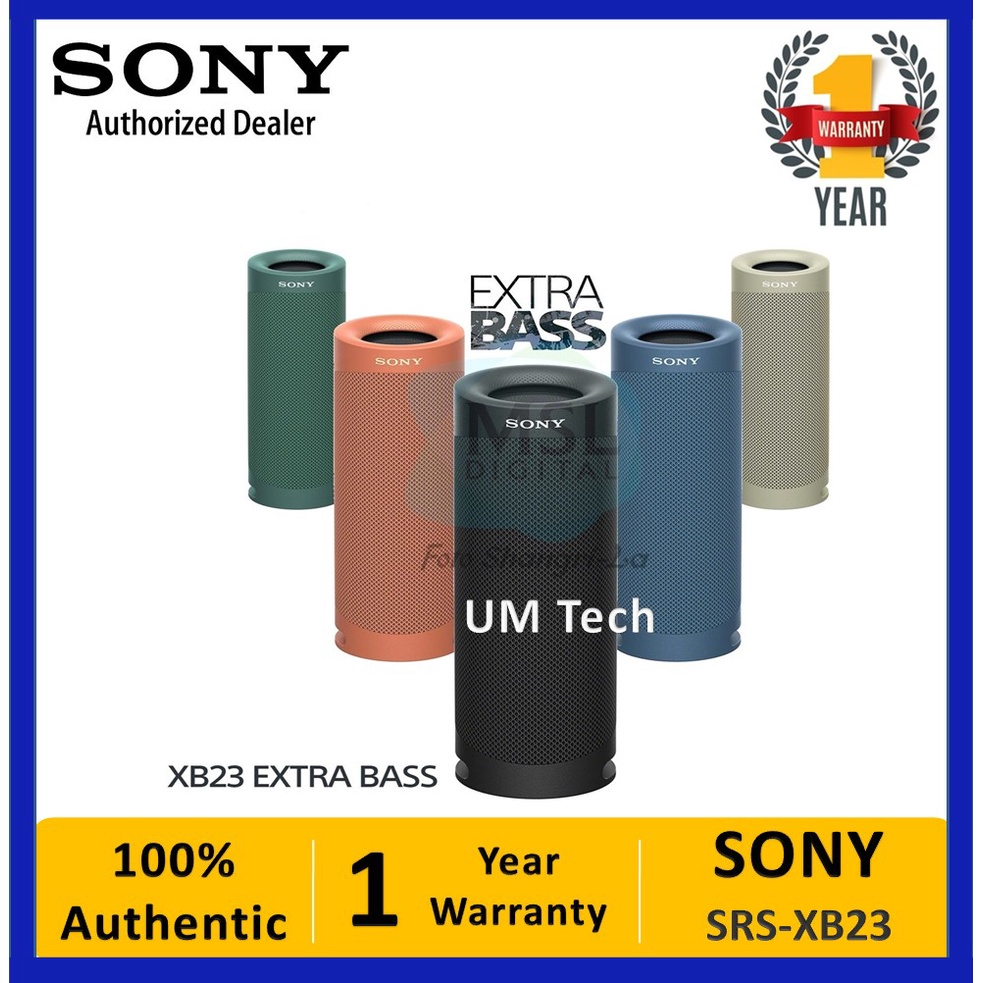 Sony SRS-XB23 | Bass Ekstra | Speaker Bluetooth Portabel | 12 jam masa pakai baterai | Sony 1 tahun 