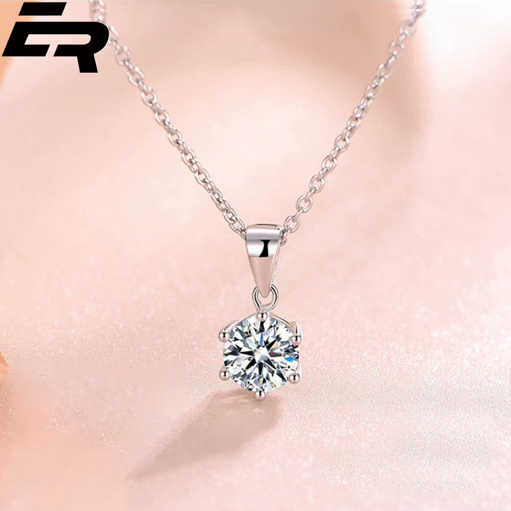 ( BISA COD ) Kalung Titanium Wanita Silver Rantai Nori Liontin Permata Putih / Kalung Titanium Wanit