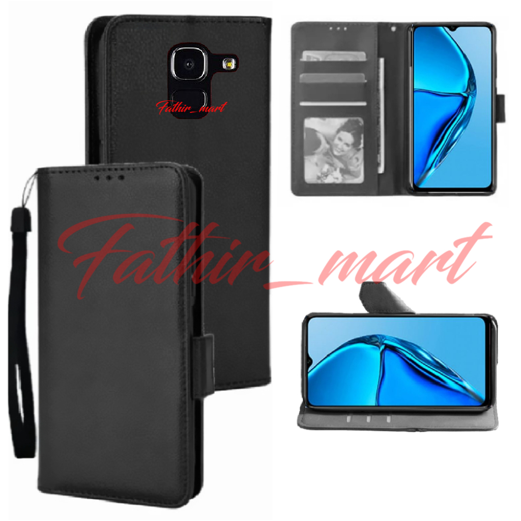 Case Dompet Hp SAMSUNG A8 2018 Case Leather Flip case Cover Kulit Casing Dompet