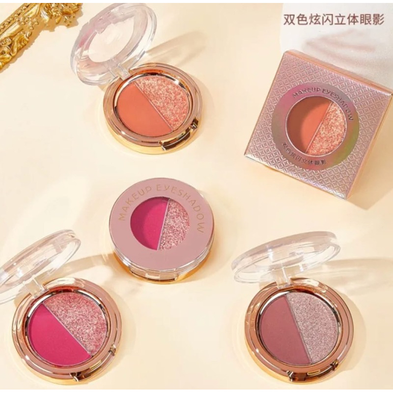 Eyeshadow Glitter Dua Warna Palet Tahan Air Glitter Emas